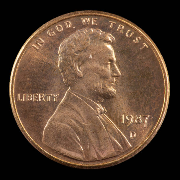 1987 D US penny 1987 D US Lincoln cent minted in Denver. goldco bullion stock pictures, royalty-free photos & images