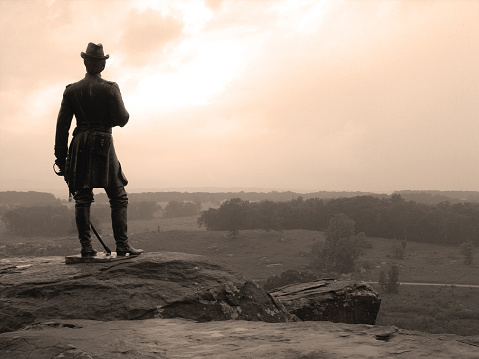 Gettysburg - General Warren Statue on Big Round Top. July, 2008.