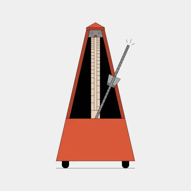 Vector illustration of Vector outline illustration of Metronome, music and instrument, tempo sign vector graphics. White background