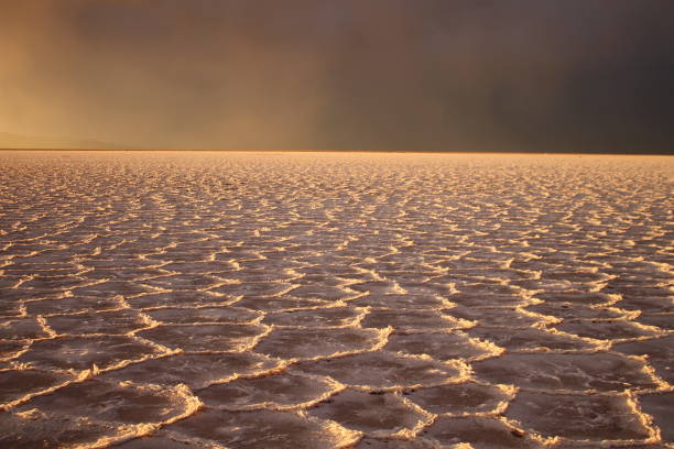 istock Amazing storm at salt flat desert on sunset 1431679102