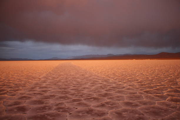 istock Amazing storm at salt flat desert on sunset 1431679611