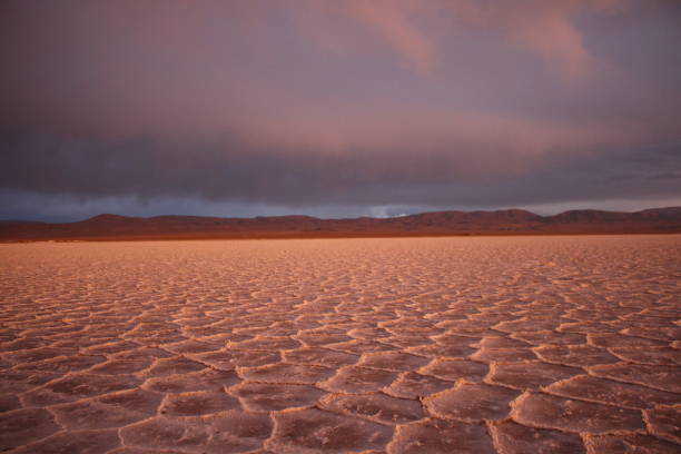 istock Amazing storm at salt flat desert on sunset 1431679614