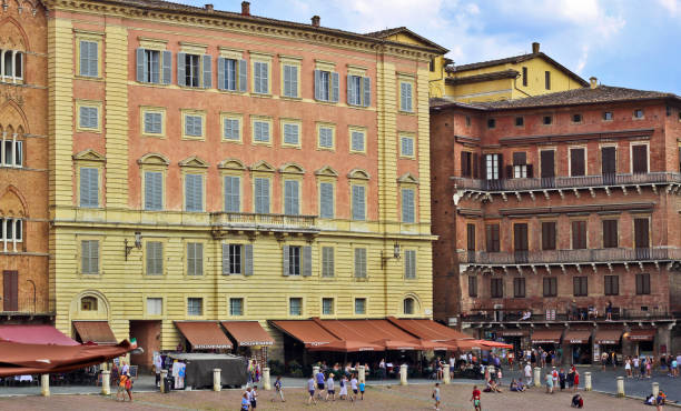 Chigi Zondadari Palace on Piazza del Campo, Siena, Italy stock photo