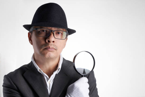 sherlock holmes silhouette in studio on white background