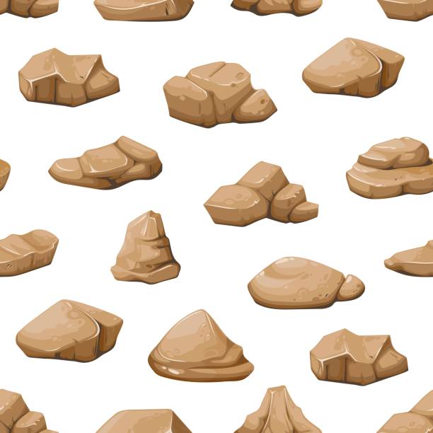 ilustraciones, imágenes clip art, dibujos animados e iconos de stock de patrón sin costuras de piedras de roca, rocas - stone rock pebble mineral