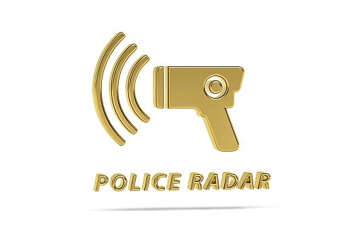 Golden 3d speed radar icon isolated on white background - 3D render