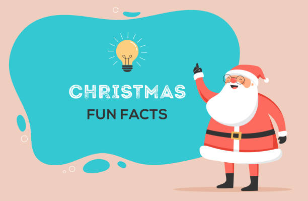 Christmas Fun Facts, cute template, vector illustration with Santa Claus vector art illustration