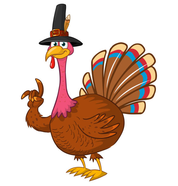 istock Cartoon happy cute thanksgiving turkey bird. Vector illustration isolated. Design for Thanksgiving Day 1431693762