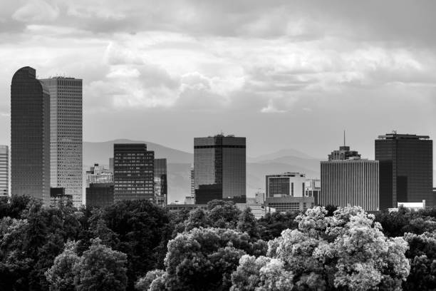 Denver Skyline Black and White stock photo