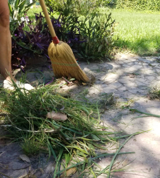 istock a person sweeping in the garden 1431697822