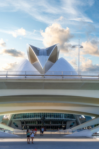 Valencia, Spain - Octuber 5, 2022: Architecture in the City of Arts and Sciences. The place is a major tourist attraction