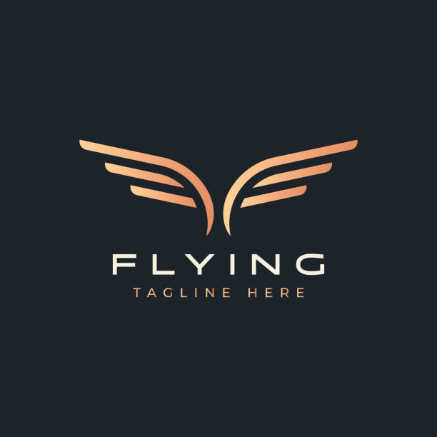 Wing Fly Shape Abstract Premium Simple and Elegant Logo Badge. Military, Sport, Airlines, Freedom Symbol with Gold Color.