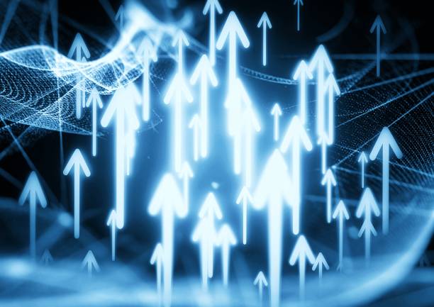istock 3d illustration of countless blue light arrows 1431703114