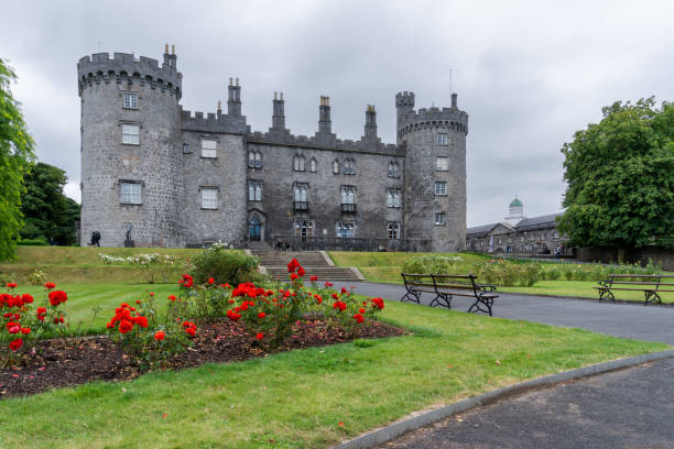 vista do histórico castelo kilkenny e jardins - kilkenny city - fotografias e filmes do acervo
