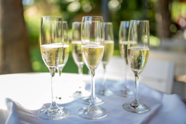 istock Close-Up Of Champagne Flutes 1431709133