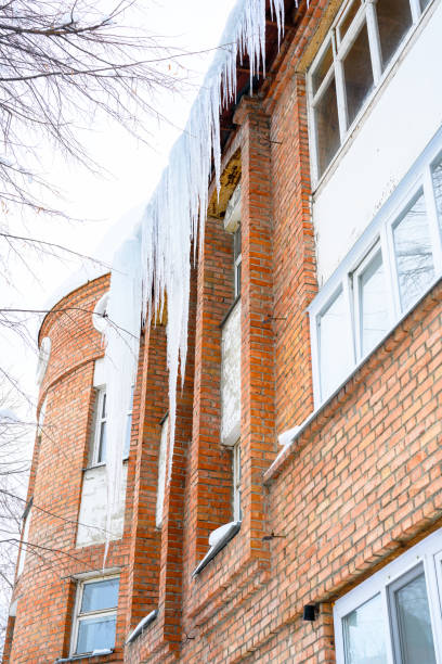 istock Close-up of icicles on the roof. 1431710953