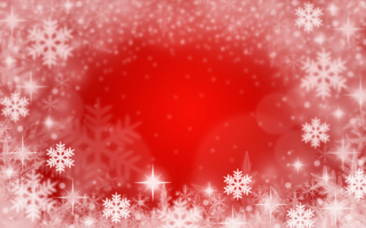 Christmas background with snowflakes and snow over red color backdrop illustration