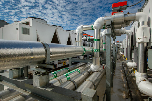 Rooftop HVAC for a large office building.