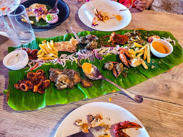 istock Served Seafood Platter on banana leaf in Goa India 1431729127
