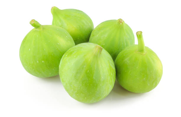 istock Group of green figs isolated on white background 1431729158