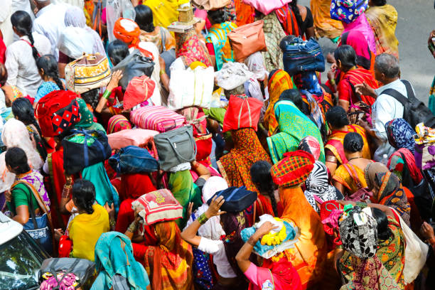 Bangalore, India - March 29, 2013: crowd at brigade road, it is one of the busiest shopping areas of Bangalore