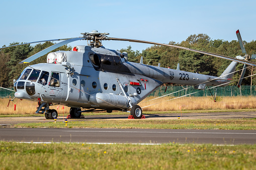 Croatian Air Force Mi-171Sh transport helicopter on the tarmac of Kleine-Brogel Airbase. Belgium - September 14, 2019.