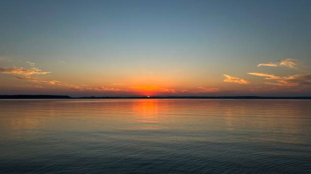 Beautiful Sunset Over the Lake stock photo