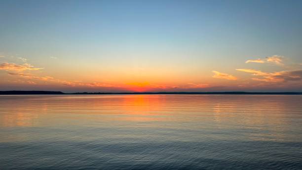 Beautiful Sunset Over the Lake stock photo