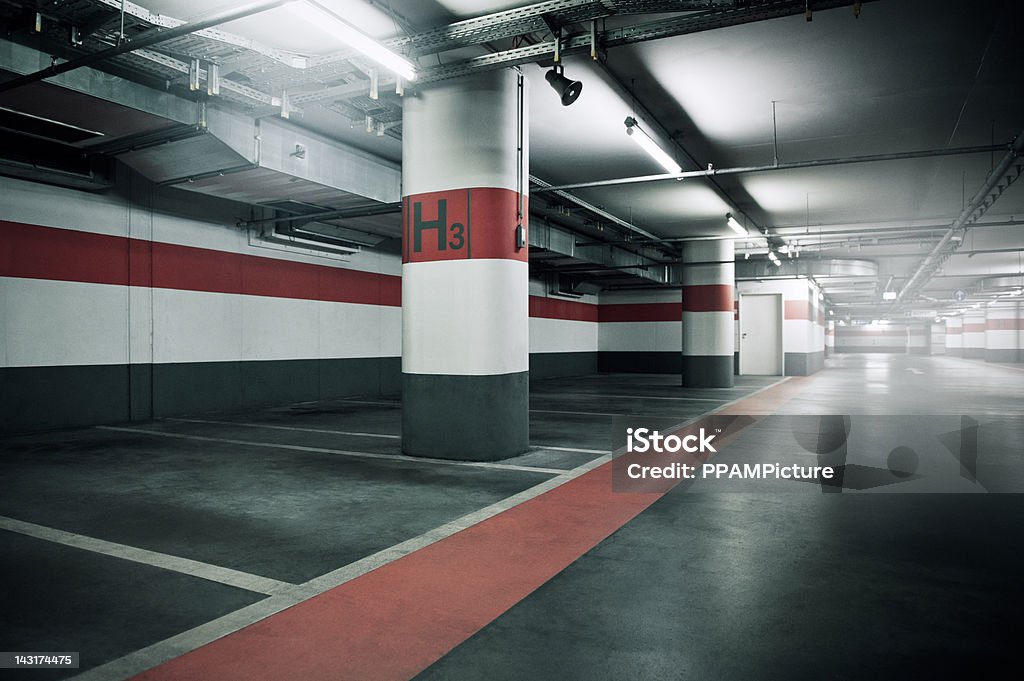 Empty Parking Garage  Ceiling Stock Photo