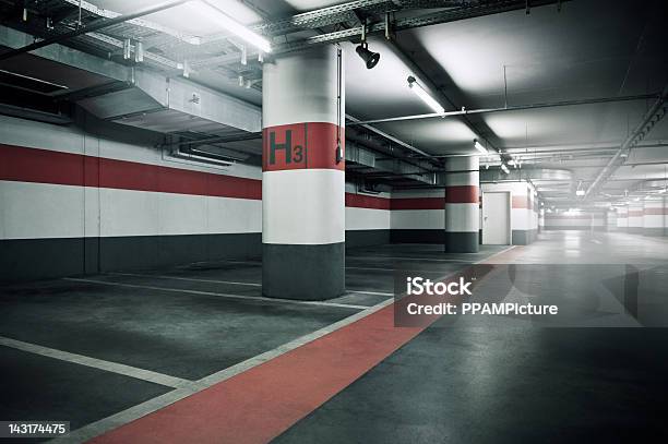 Empty Parking Garage Stock Photo - Download Image Now - Ceiling, Tube, Absence