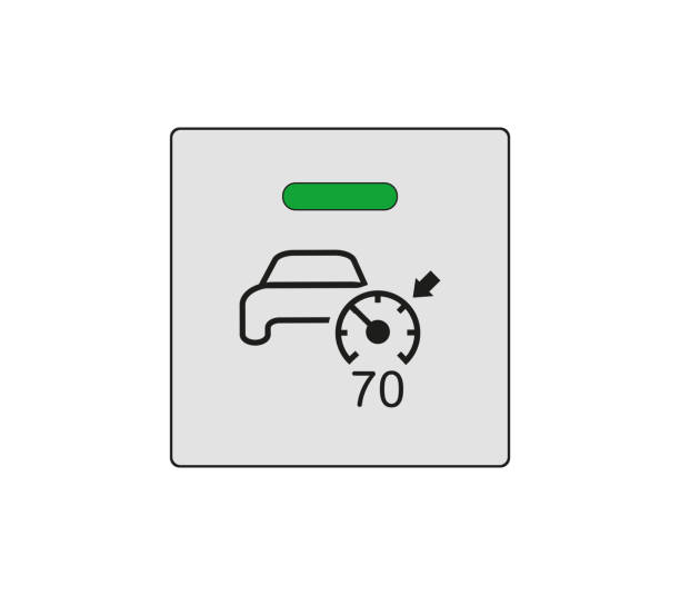 ilustraciones, imágenes clip art, dibujos animados e iconos de stock de botón de límite de velocidad del vehículo. - chrome metal push button speedometer