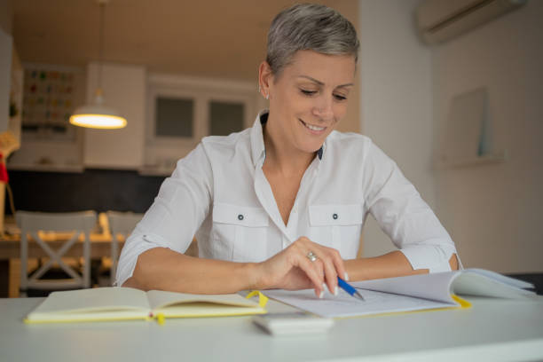 istock Mid adult woman working from home 1431745303