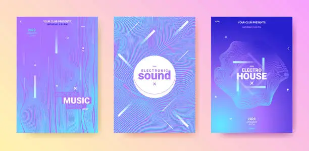 Vector illustration of Electronic music posters set.