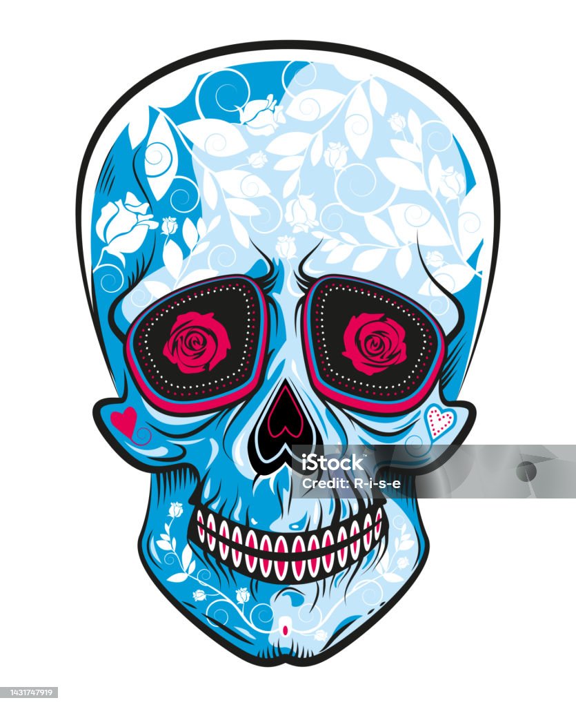 Skull silhouette with floral elements. Vector illustration for Day Of The Dead and Halloween design Day Of The Dead stock vector