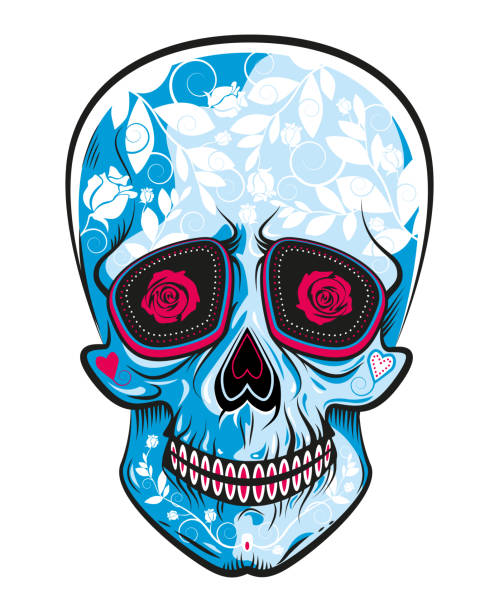 Skull silhouette with floral elements. Vector illustration for Day Of The Dead and Halloween design vector art illustration