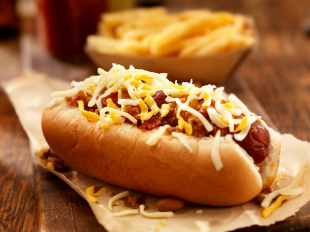 Chili Cheese Dog stock photo