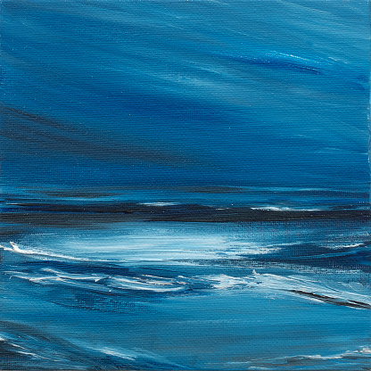 Sea. Painting on canvas with oil paints