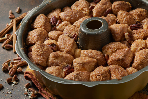 Skillet Cinnamon Sugar Pull Apart Monkey Bread Made with Biscuit Dough