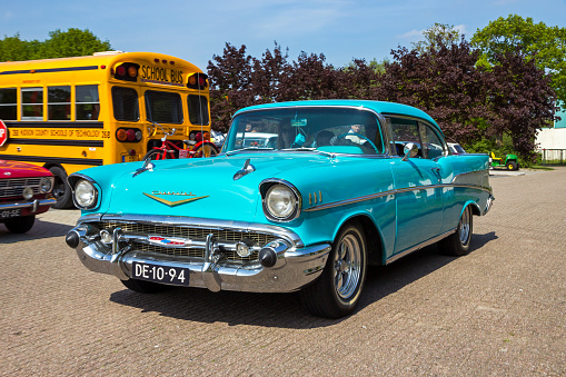 1957 Chevrolet Bel-Air classic American car in Rosmalen, The Netherlands - May 10, 2015