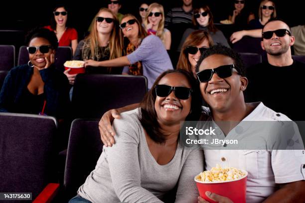 Real People Audience Date Night Black Couple Watching Movie Theater Stock Photo - Download Image Now