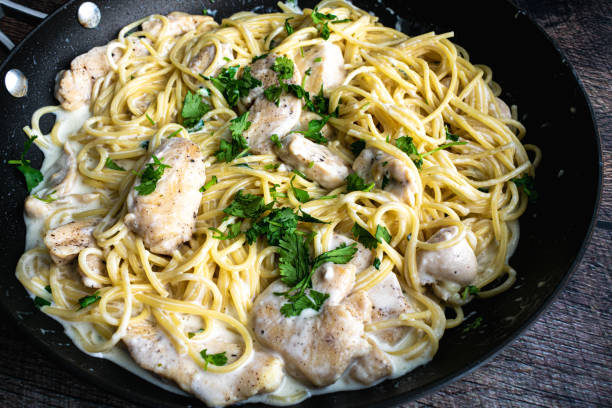 istock Creamy Cilantro-Lime Chicken Pasta in a Skillet 1431761170