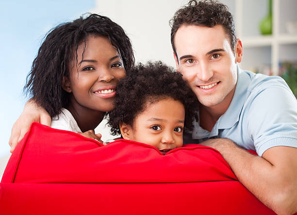 Happy Interracial Family stock photo