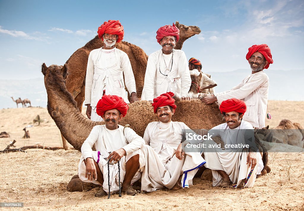 Happy Group Of Camel Drivers  Men Stock Photo