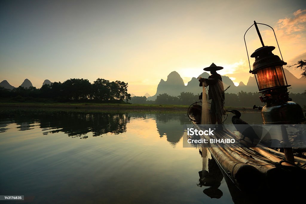 Река Ли-Китай рыбаков - Стоковые фото Ландшафт роялти-фри
