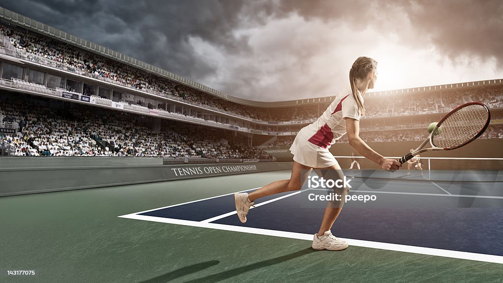 Forehand Jogador de tênis - Foto de stock de Tênis - Esporte de Raquete royalty-free