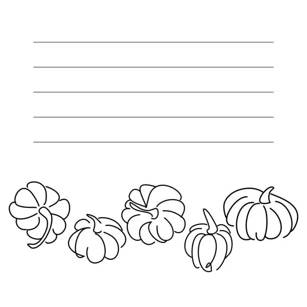 Vector illustration of Pumpkins and a text space. Minimalist vector illustration. A design for greeting cards, letters, envelopes, brochures, invitation