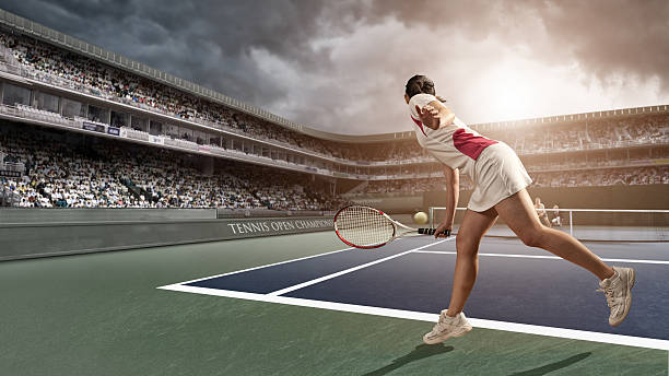 Tennis Player in Action  backhand stroke stock pictures, royalty-free photos & images