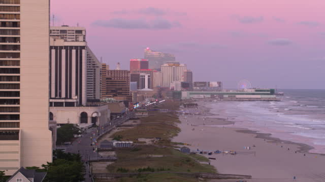 Sunset and the Beach of Atlantic City, NJ