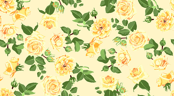 Seamless Floral Background with Watercolor Roses.