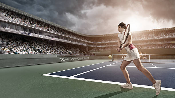 tenis player dłoni - action tennis women tennis racket zdjęcia i obrazy z banku zdjęć